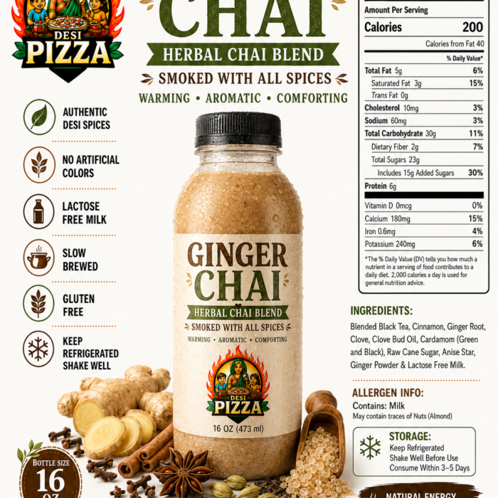 Ginger Chai 16 fl oz full product label