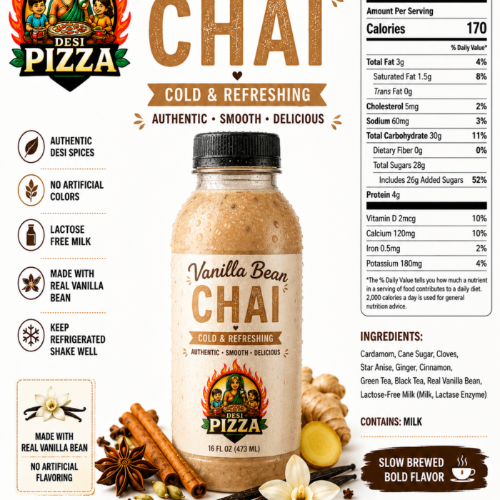 Vanilla Bean Chai 16 fl oz full product label