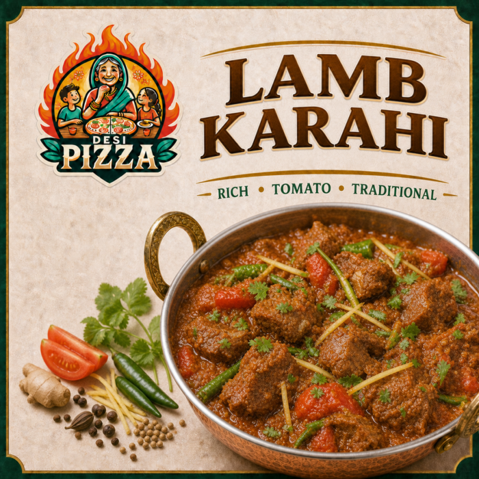 Lamb Karahi curry by Desi Pizza