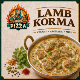 Lamb Korma curry by Desi Pizza