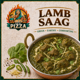 Lamb Saag curry by Desi Pizza