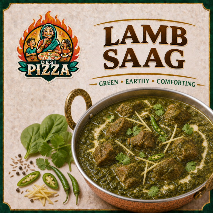 Lamb Saag curry by Desi Pizza